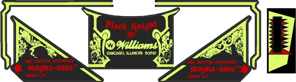 Williams Black Knight Pinball Machine Apron Decal Set