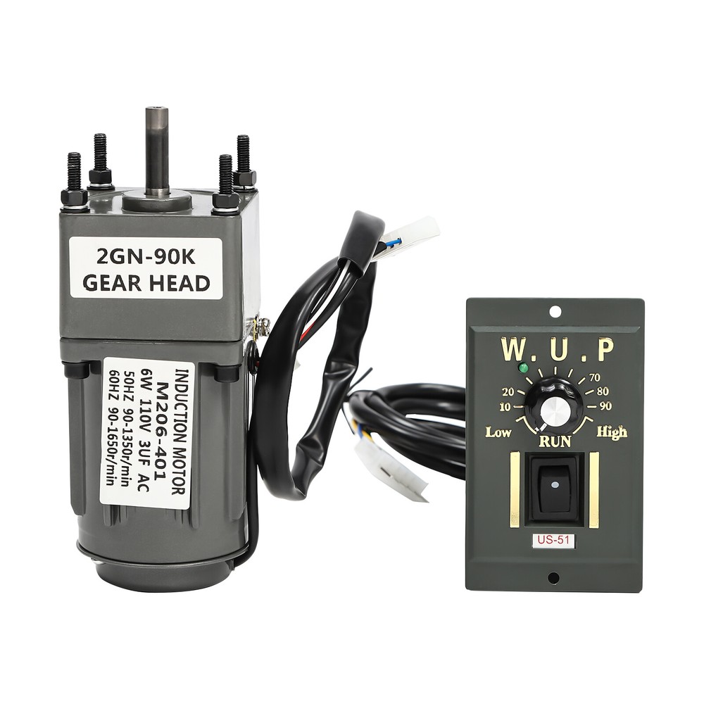 90:1 AC 110v Worm Gear Motor with 6w Power+ Variable Speed Reduction Controller