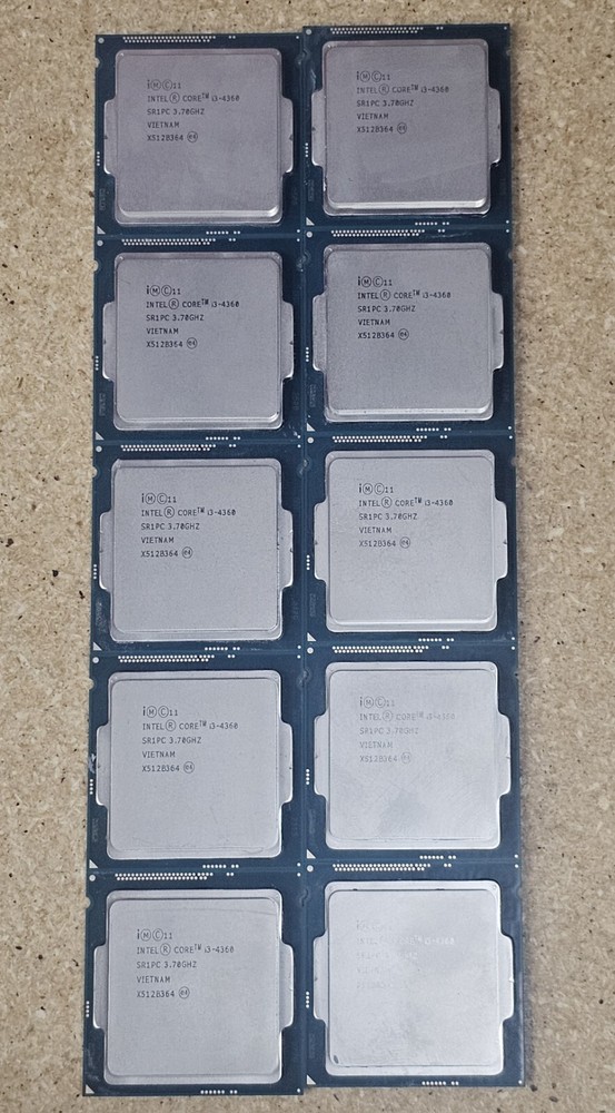 Lot of 10 (UNTESTED) Intel Core i3-4360 CPUs
