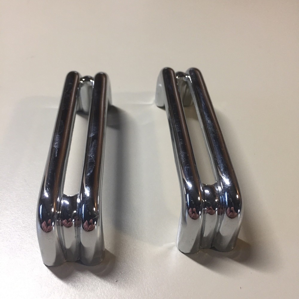 2 Vintage KBC Chrome Split Bar Drawer Pull Mid Century Style Lot M