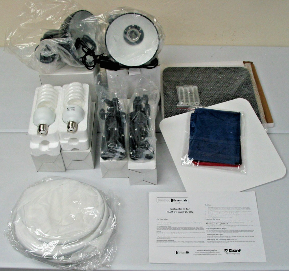 Studio Essentials Table Top Studio Light Kit FLU102, Tent, 2 Lights & Stands +