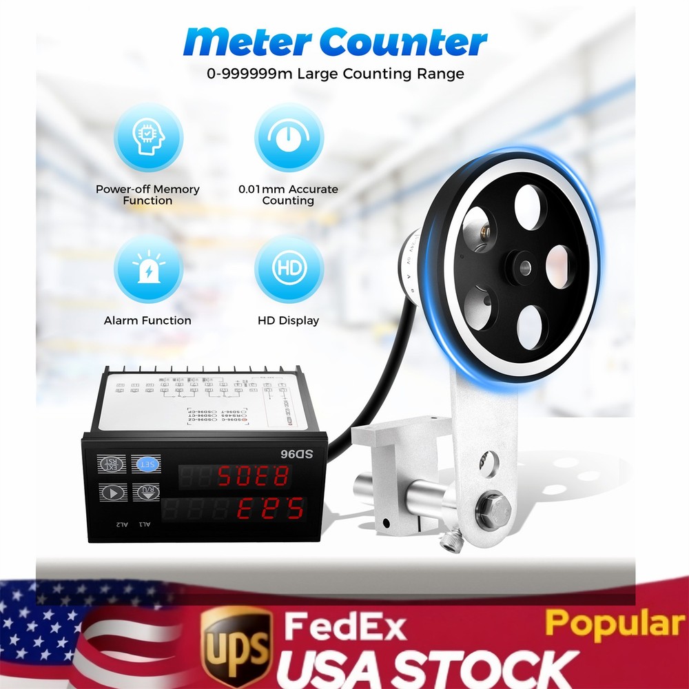 Meter Counter Rotary Encoder Wheel Roll Digital Electronic Length Measure 110v