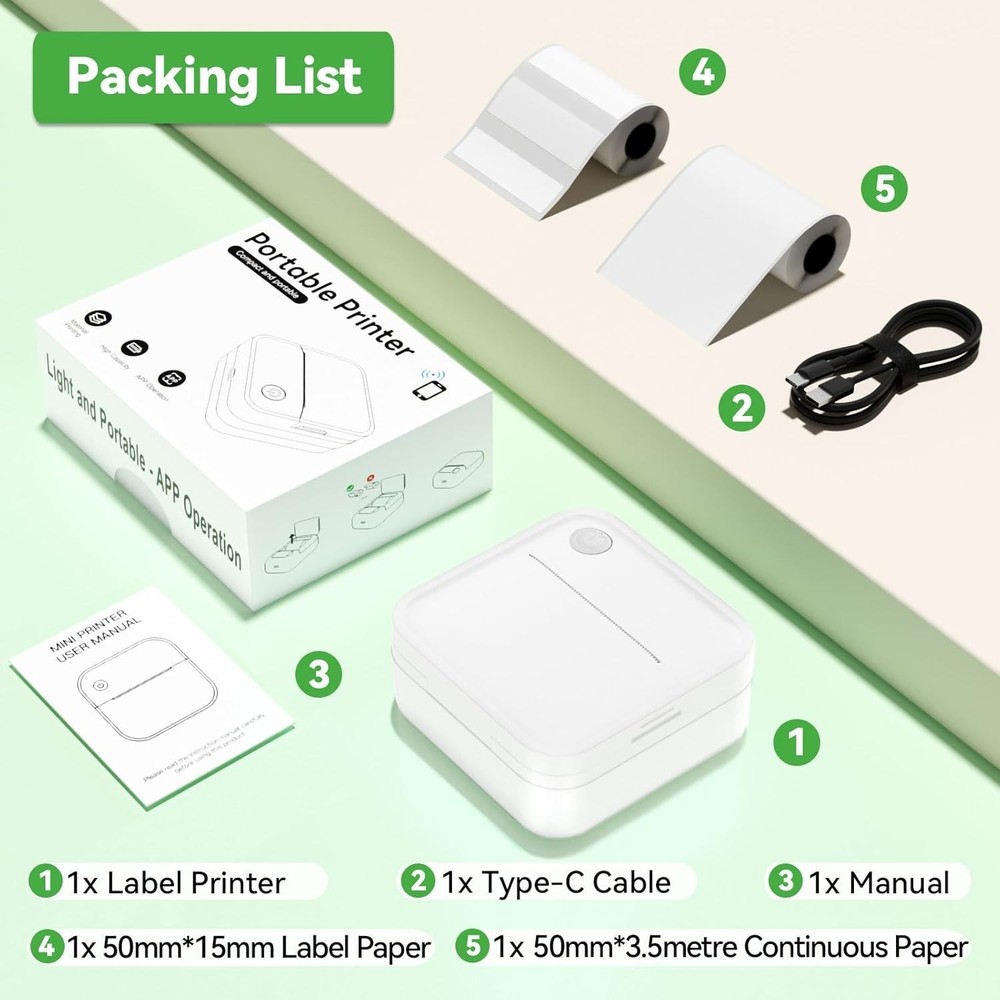 Label Maker Machine with Tape - Mini Sticker Printer Bluetooth Label Printer for