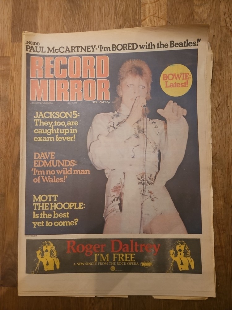 Record Mirror Newspaper July 21st 1973 David Bowie