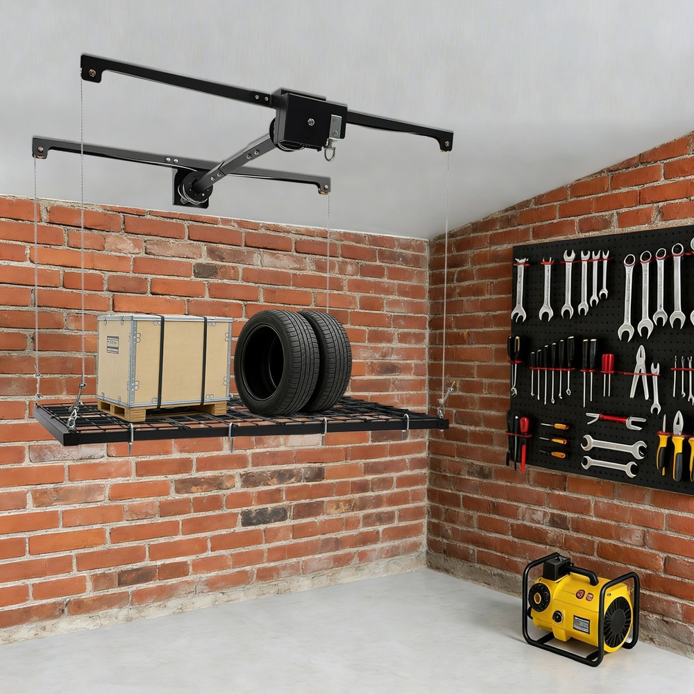 300lbs Garage Storage Rack Ceiling Warehouse Organizer Rack Lifting Storage Rack