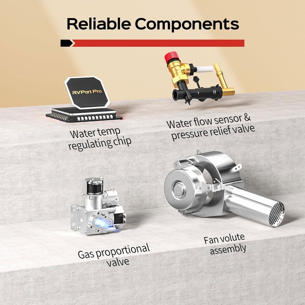 6L RV Tankless Water Heater Propane Gas 15x15" Black Door 42000BTU Camper