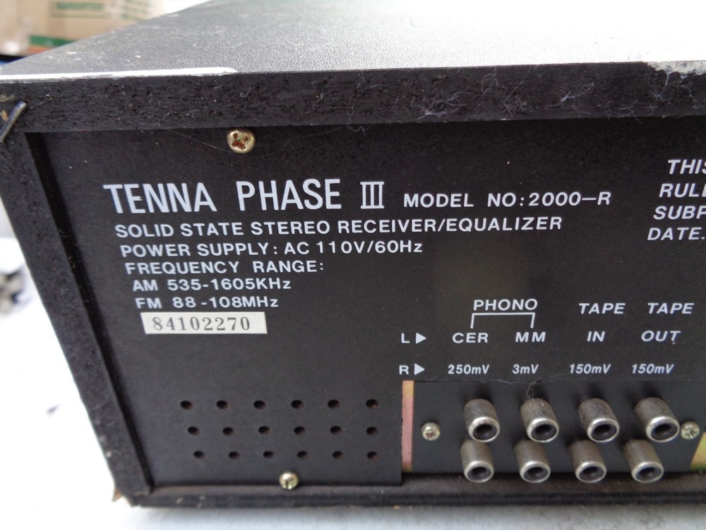 Tenna Phase III 2000-R Solid State Stereo Receiver Equalizer