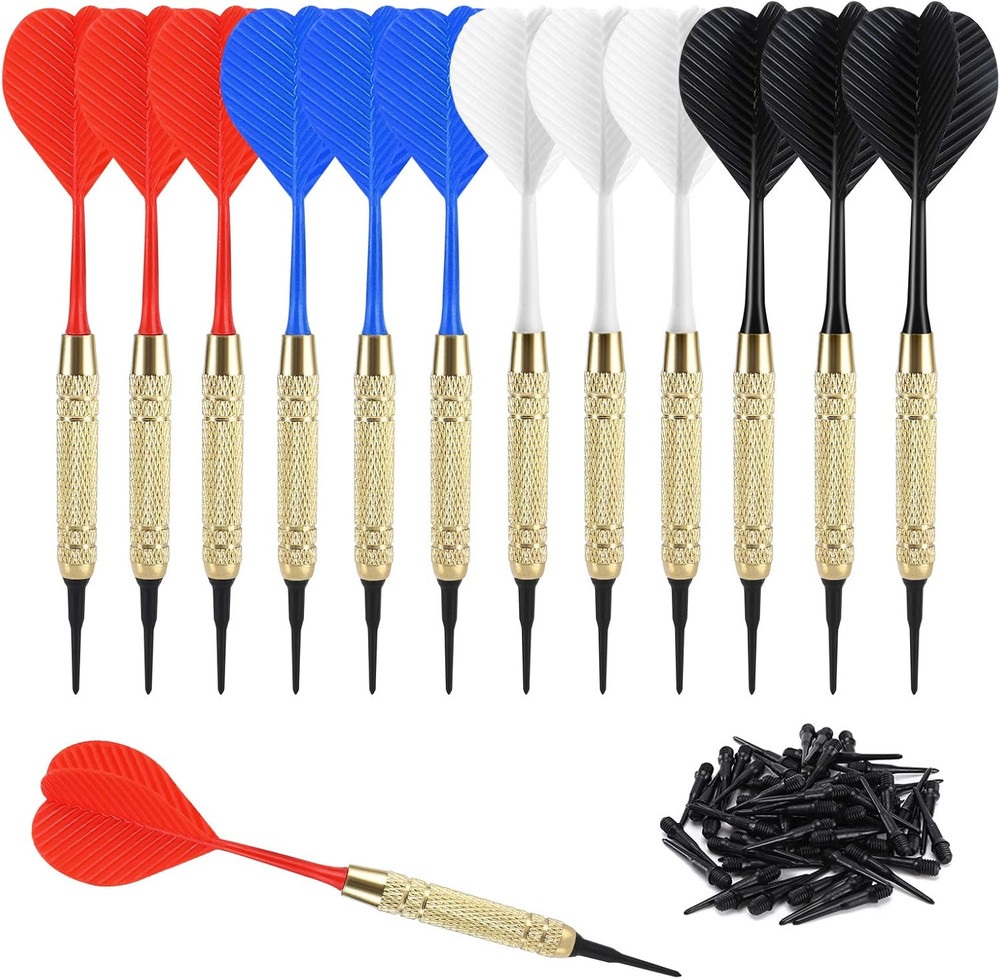 Accmor 12 Pcs Soft Tip Darts, 18G Plastic Tip Darts Set, Attach Extra 100 Black