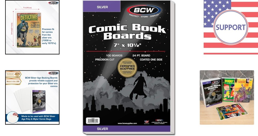 Silver Comic Book Backing Boards - 100 Pack for Collectors & Crafters
