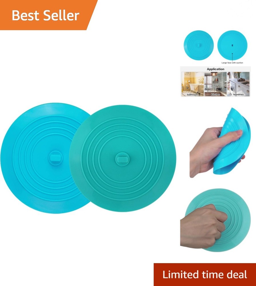 Effective 2-Pack 6” Silicone Drain Stoppers - Ideal for Bath & Laundry Use