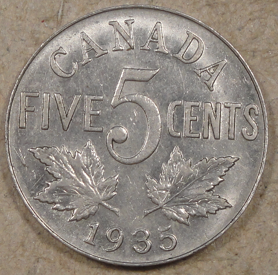Canada 1935 Nickel AU As Pictured