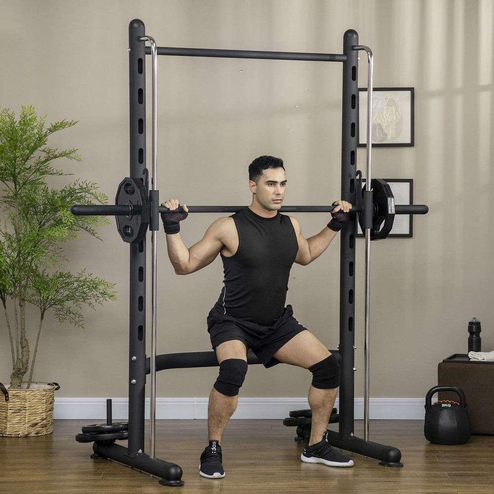 DEFECTIVE Adjustable Squat Rack with Pull Up Bar Barbell Bench Press Wei G3D