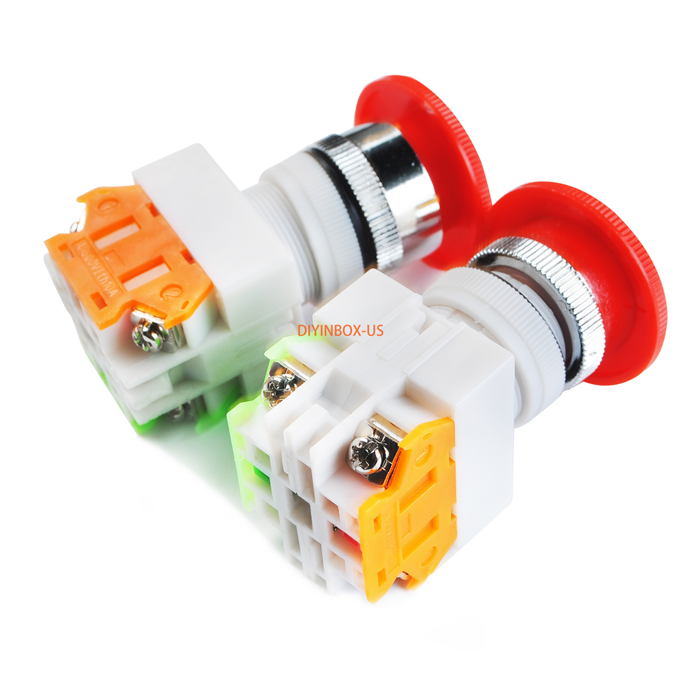 2X Emergency Stop Switch Push Button Mushroom Emergency Shut Off Switch Button
