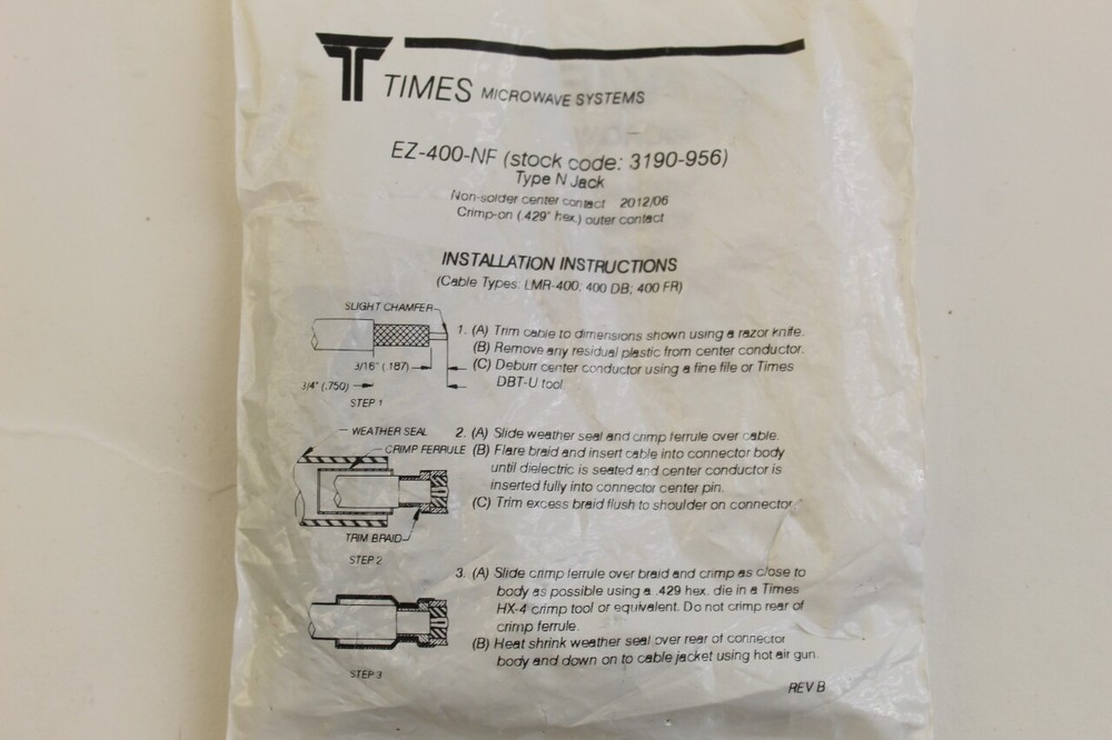 Times EZ-400-NF Type N Jack New Sealed