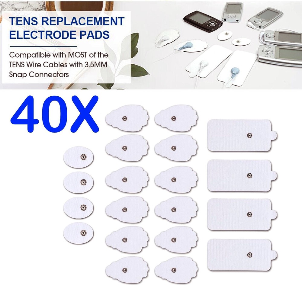 40PCS Snap On Replacement Pads For Pulse Massager & Electrode Tens Unit US