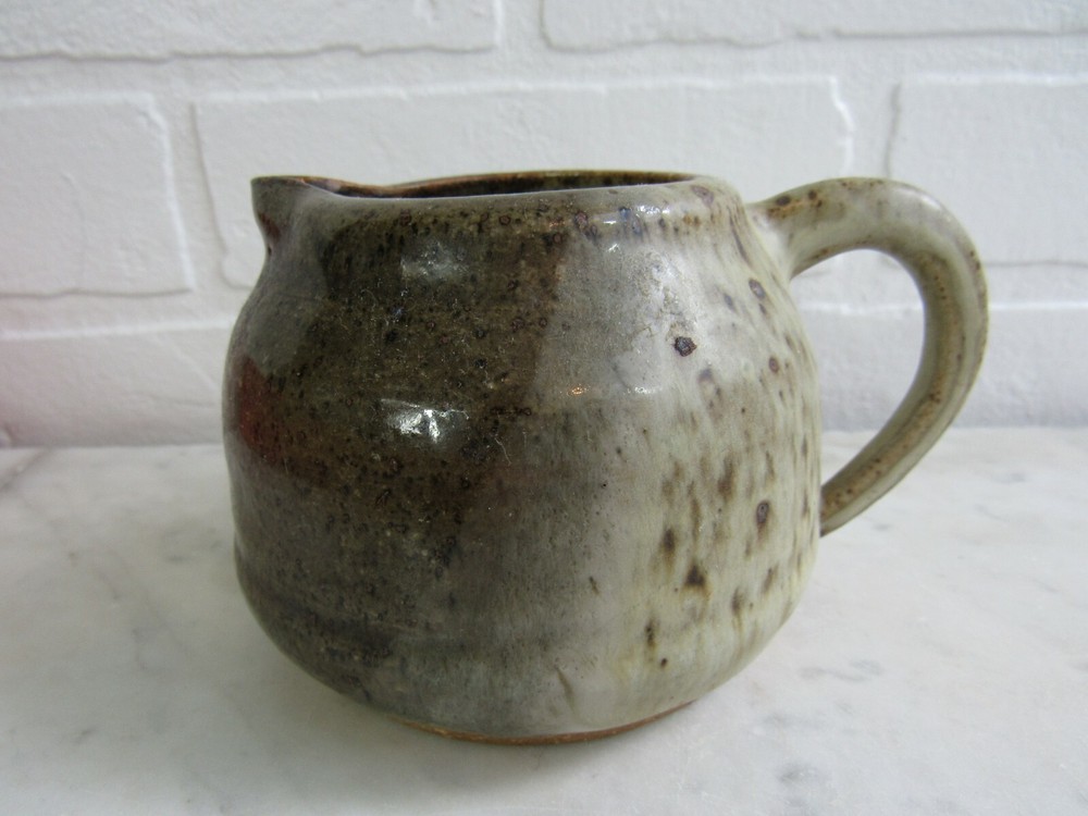 Vintage Studio Art Pottery Pitcher Signed Hand Thrown Stoneware
