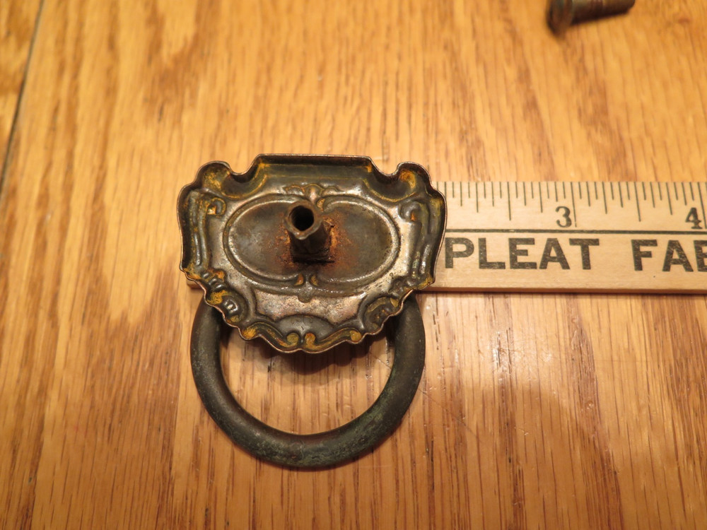 Vintage Brass Tone Drawer Pulls - 3 Drop Pulls & 1 Round Pull