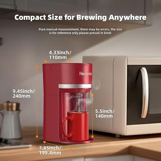 Single Serve Coffee Maker for K Cup & Ground Coffee, Fast Brew, 6-12 oz