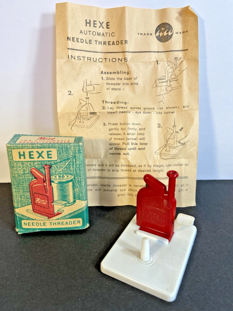 Hexe Automatic Needle Threader W/ Box & Instructions, Vintage