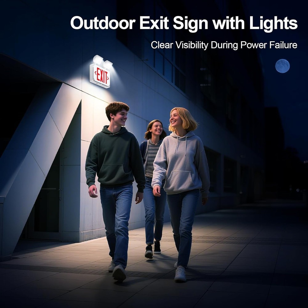 Wet Location Emergency Exit Sign Adjustable Light Battery Double Sided LED NOB