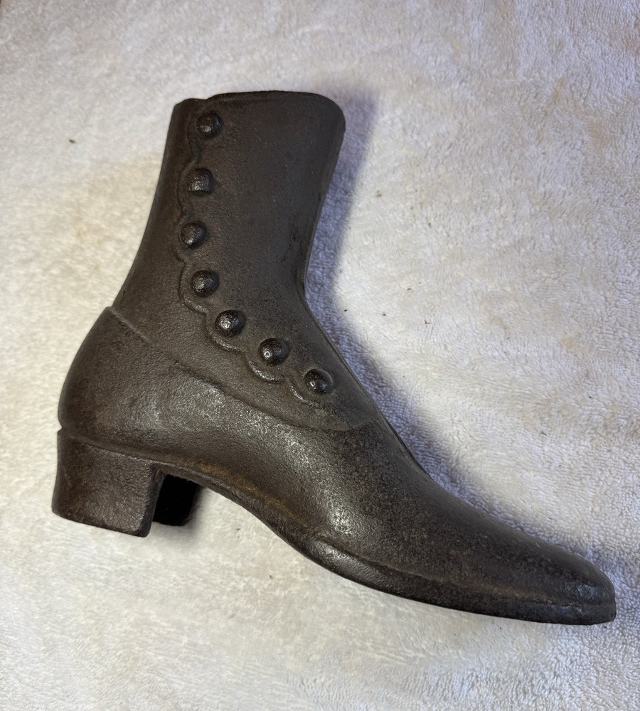 Cast Iron Side Button Victorian Shoe Boot Door Stop