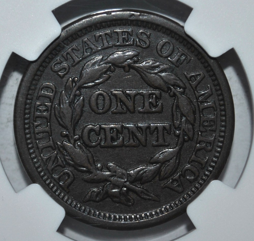 1845 Large Cent NGC AU Details