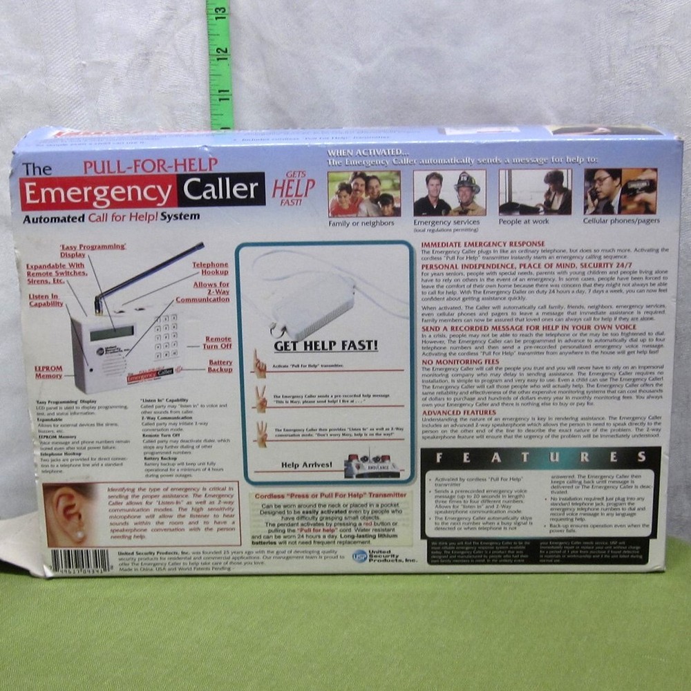 PULL-FOR-HELP Emergency Caller automated system United Security transmitter box