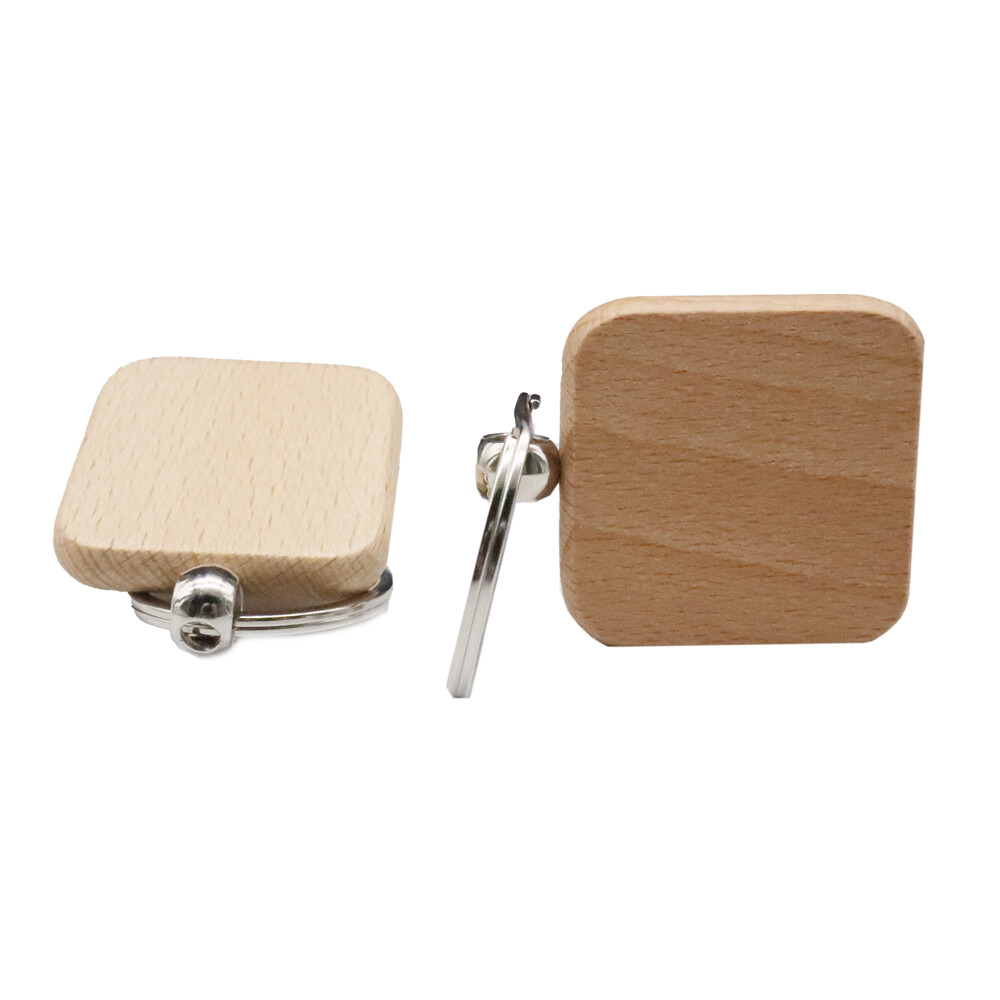 10 PACK Square Engraving Blank Wood Keychain Custom Key Tags Personalized Gift