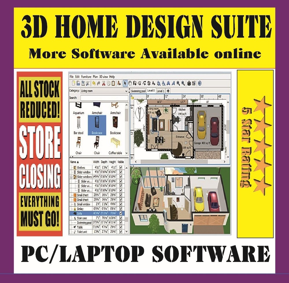 Home Room Design Software – 3D Home & Bathroom Planner USB
