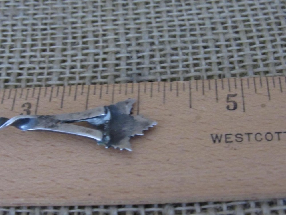 Antique LETHBRIDGE, Alberta Canada Sterling Maple Leaf Souvenir Spoon ~ Twisted