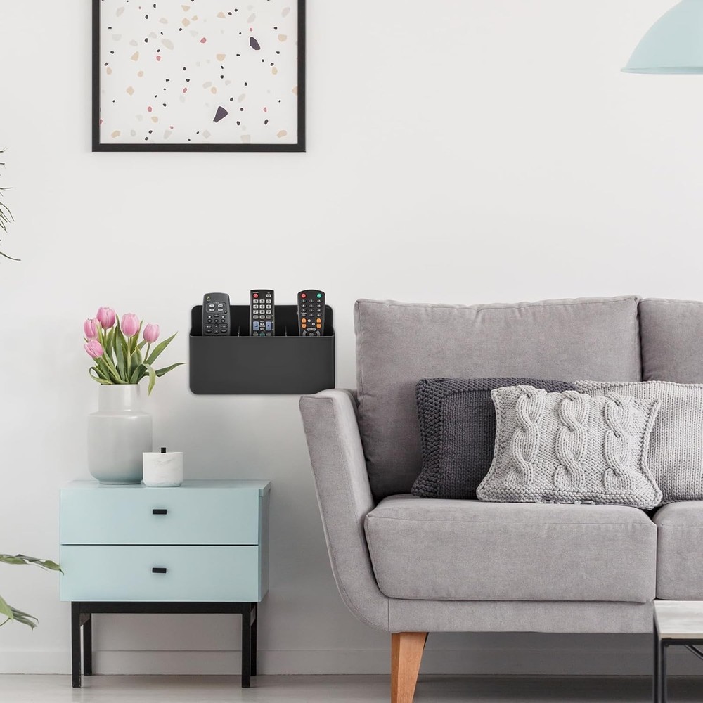 3 Pack Remote Control Holder Wall Mount Black