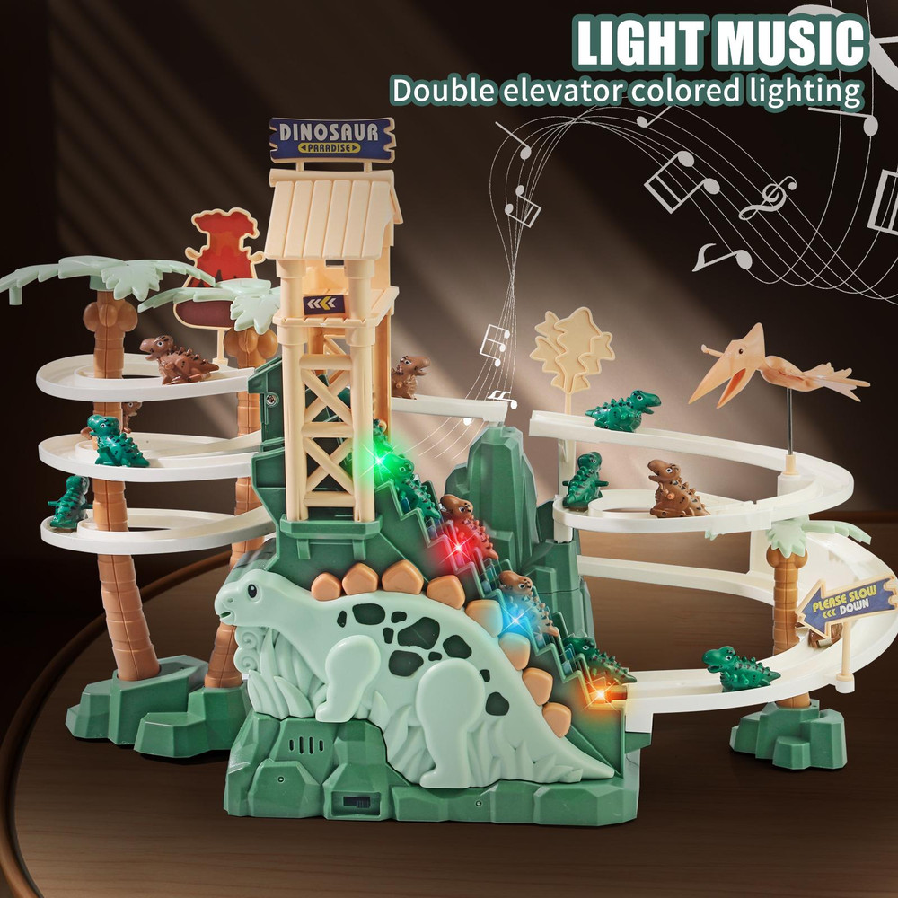 Dinosaur Climbing Slide Toy with Interactive Race Track
