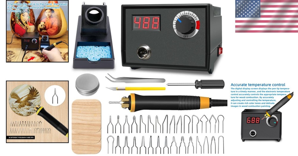 Digital Wood Burning Kit - Professional Pen, 30 Tips & Adjustable Temperature