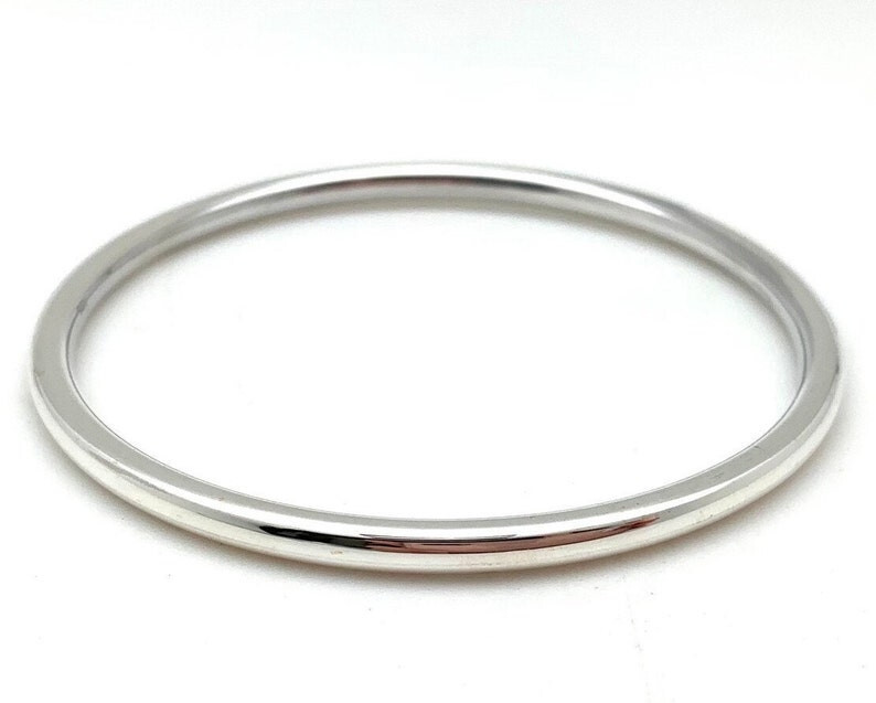 Thick Heavy Silver Bangle Beautiful Chunky Smooth 925 Solid Silver Bracelet #215