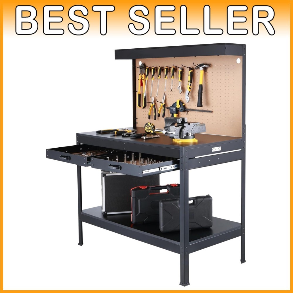 Multipurpose Workbench with Power Outlets and Light=