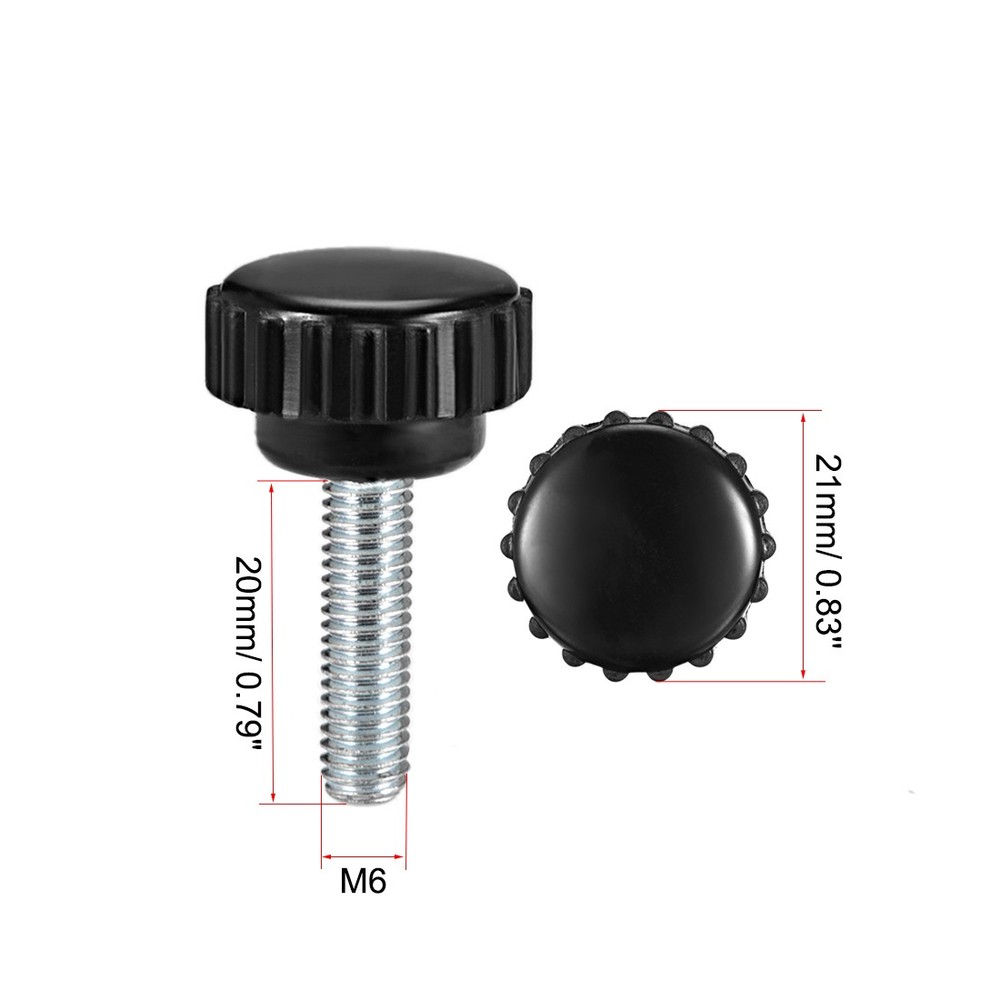 8Pcs Knurled Clamping Knobs M6 x 20mm Thread 21mm Head, Thumb Screw Bolt