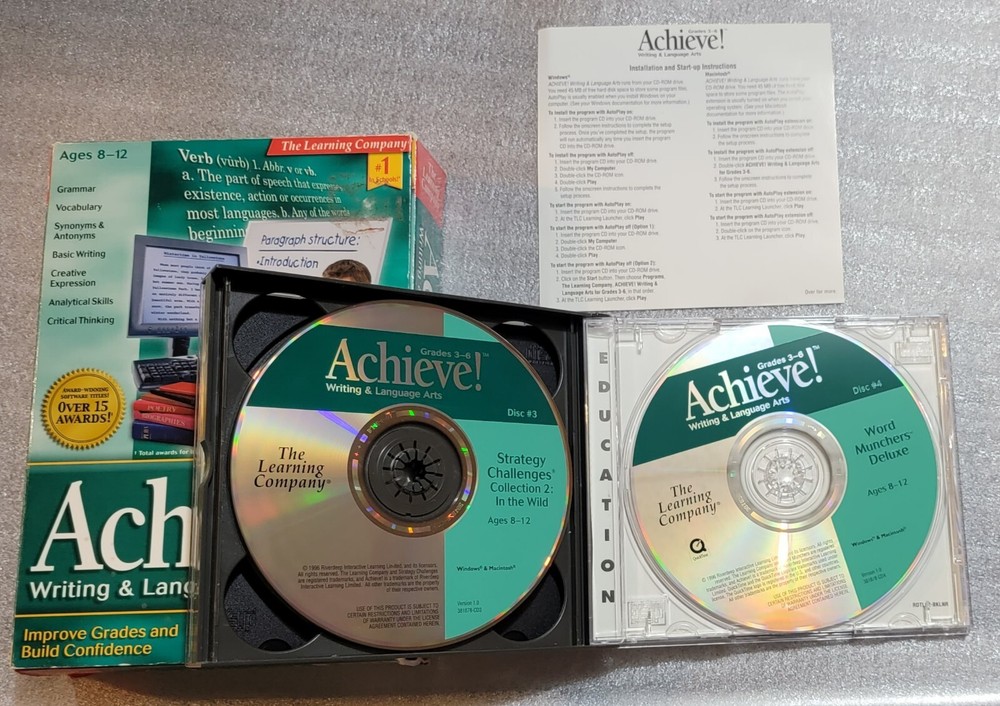 Achieve! Writing & Language Arts Grades 3-6 CD Learning Software Windows & Mac