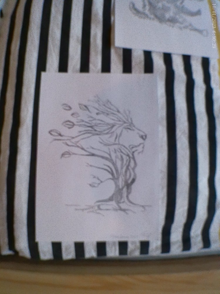 Lion tree pencil drawing, unique