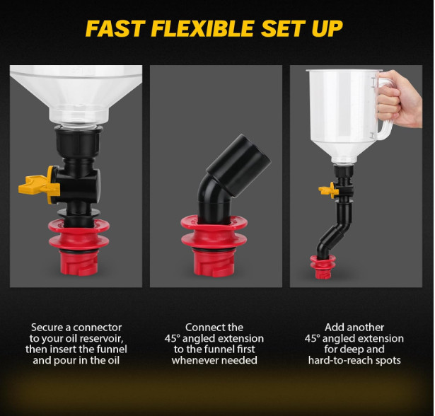 18-Piece No-Spill Engine Oil & Coolant Funnel Kit