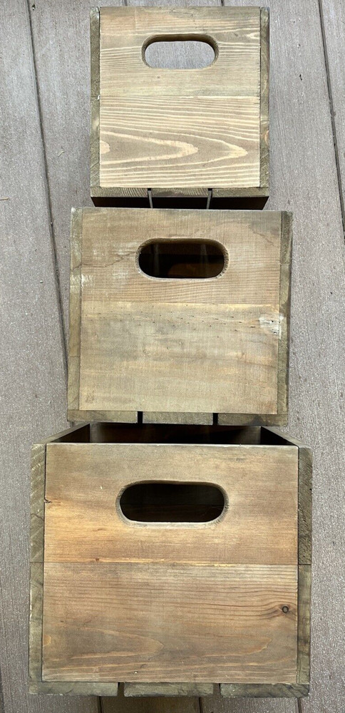 Set of 3 Rustic Farmhouse Nesting Wooden Boxes