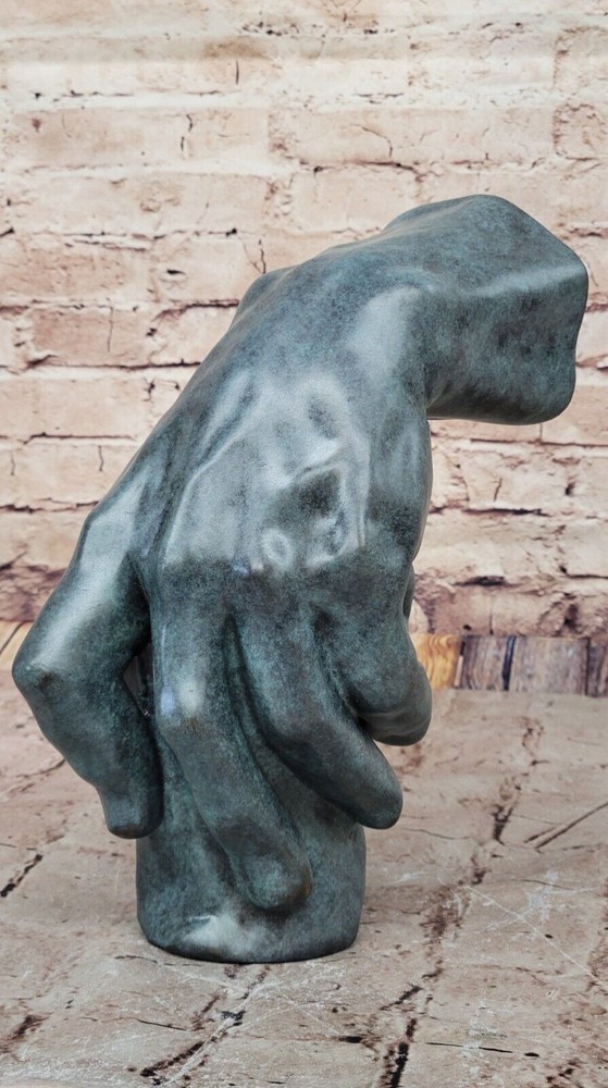 Signed Original Artwork by Miguel Lopez Known as Milo Massive Hand Bronze Decor