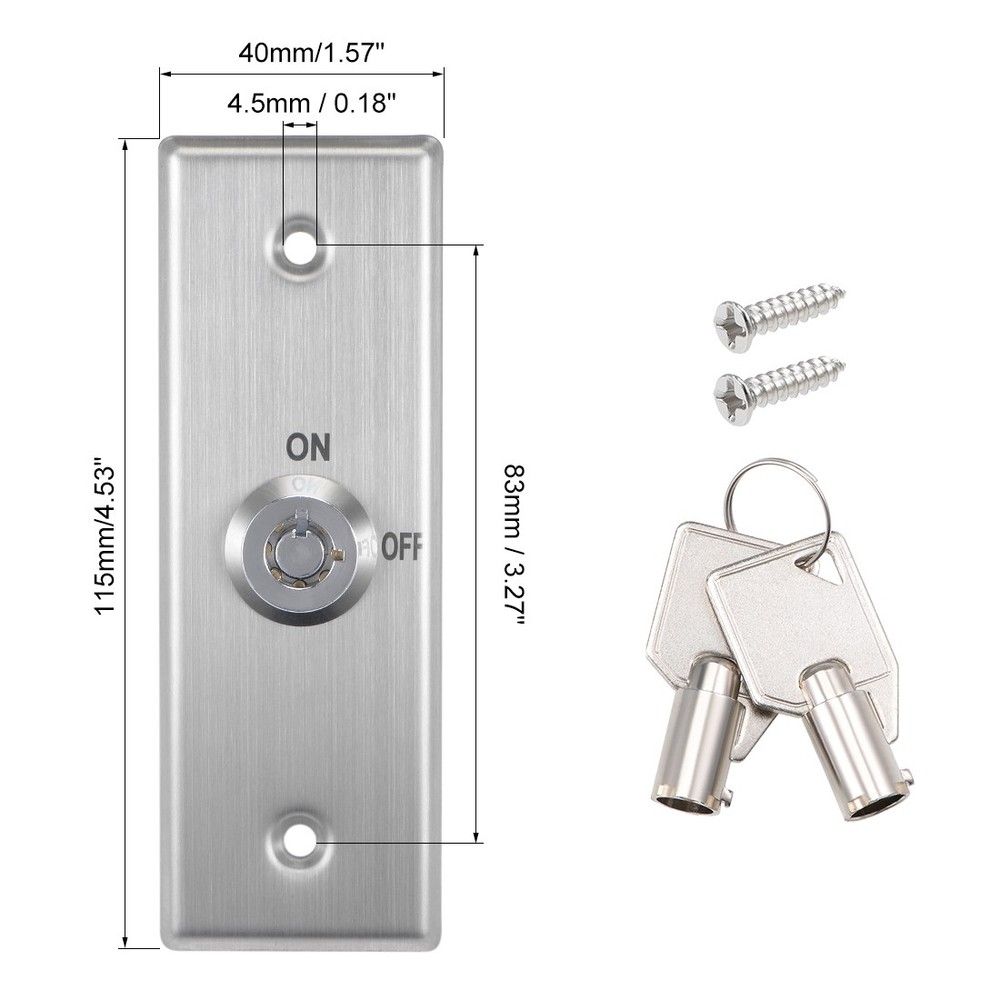 Key Switch Lock On/Off Exit Door Release SPST for Access Control with 2 Keys