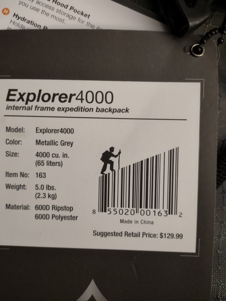 High-Performance Backpack - TETON Sports Explorer 4000 Internal Frame ;