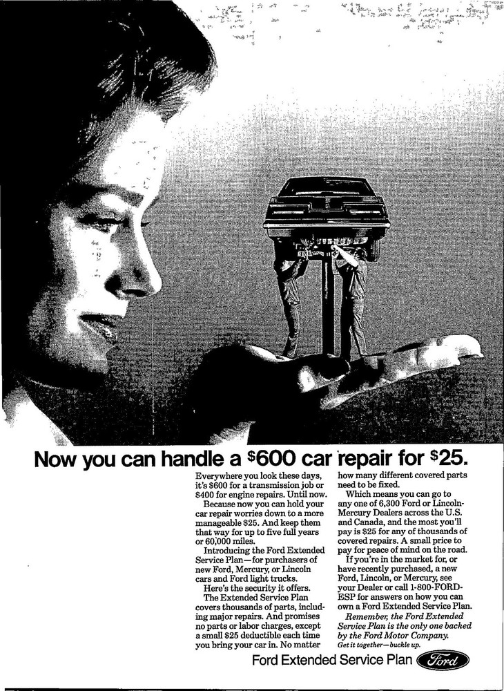 Ford Extended Service Plan Original Vintage Print Ad