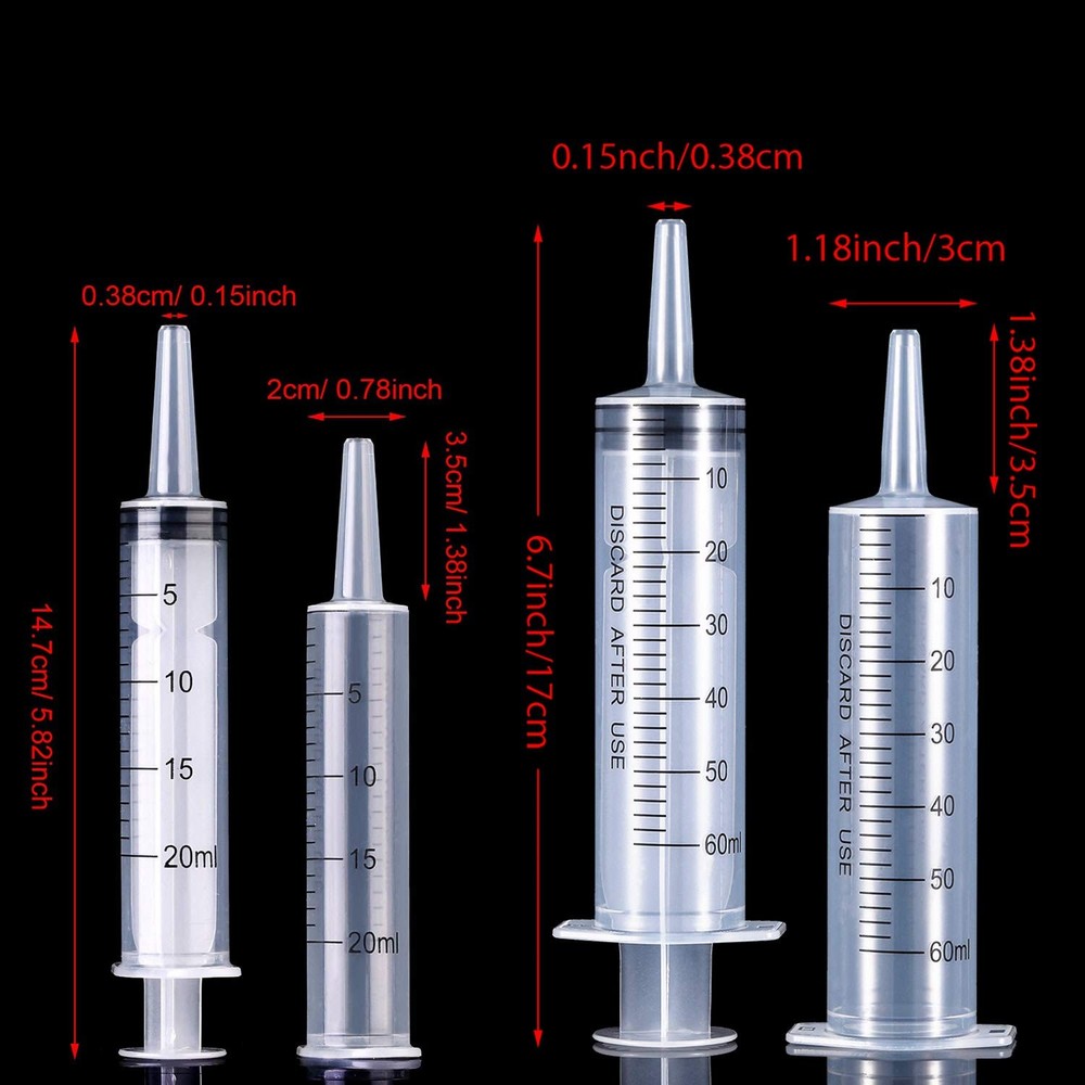 Frienda Large Plastic Syringe 4 Pack Measuring Syringe Tools Dispensing Multiple