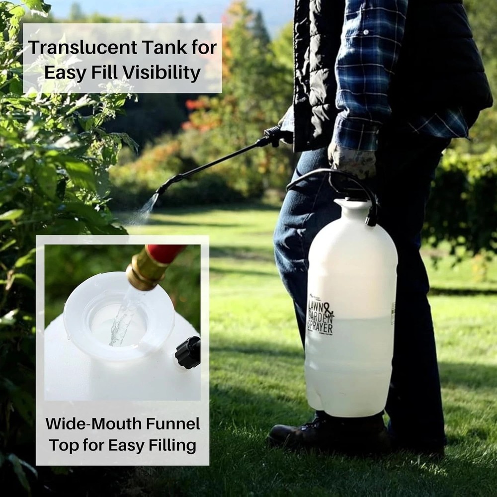 Translucent 2-Gallon Lawn & Garden Sprayer with Adjustable Nozzle for Precision