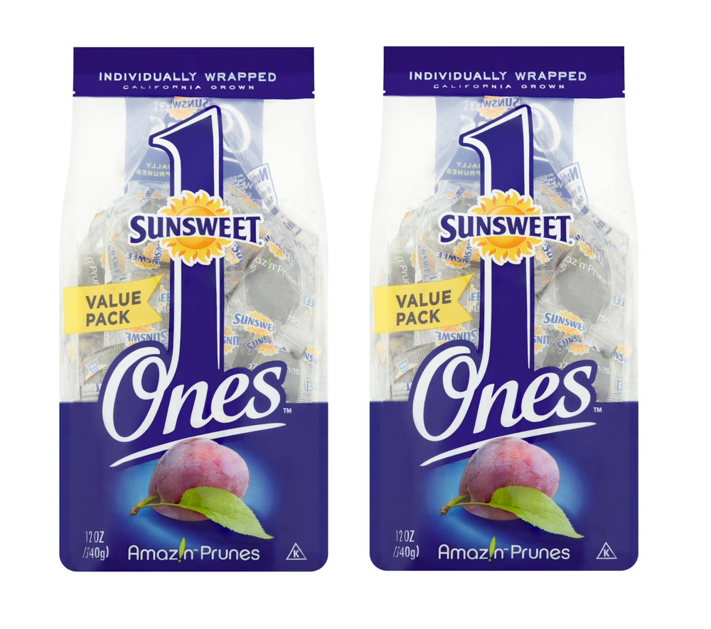 (2 pack) Sunsweet Ones Dried Prunes Value Pack, 12 oz, Individually Wrapped