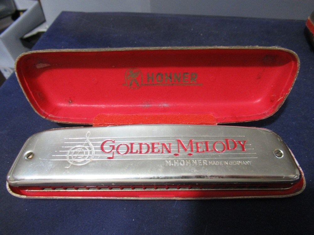 Vintage HOHNER Golden Melody Harmonica, Original Box