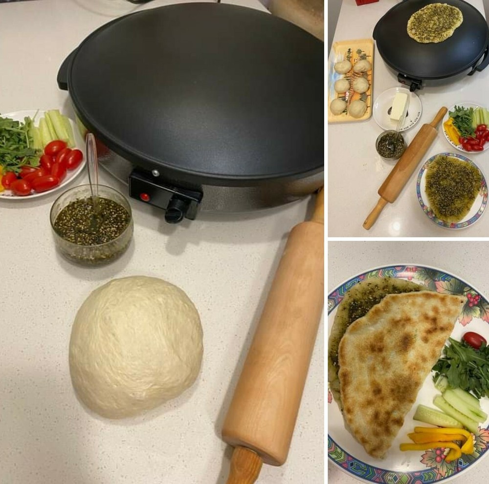 Electric Saj Arabic Bread Maker 16" Non-stick Tabun Markouk Thyme Pie Cheese Pie