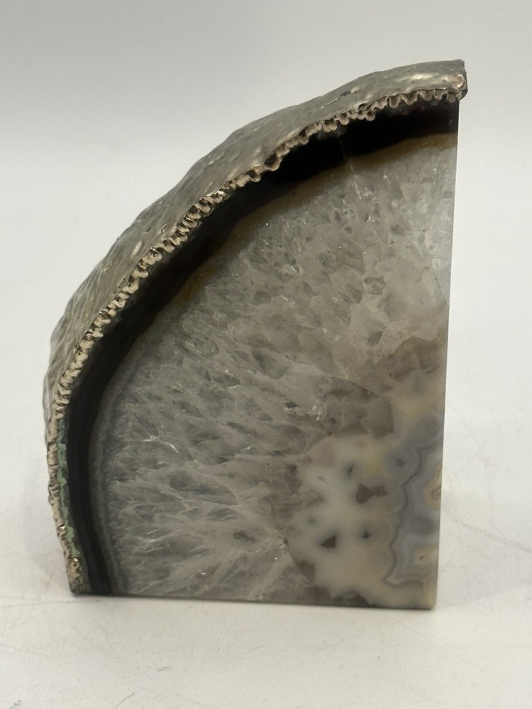 Blue Brazilian Geode Agate Polished Crystal Rock Display Or Bookend